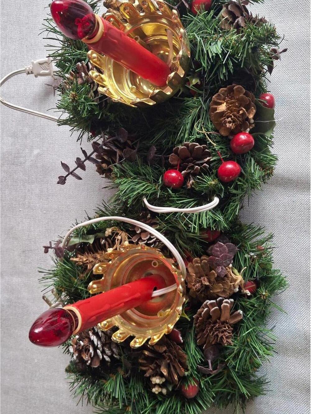 Vintage Pinecone and Berry Candle Holders with Electric Candles